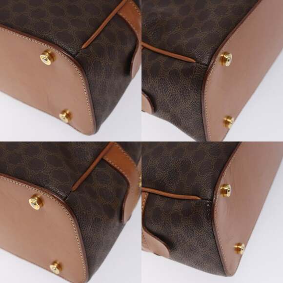 CELINE Macadam Canvas Hand Bag Pvc Leather Brown Gold - Picture 10 of 12